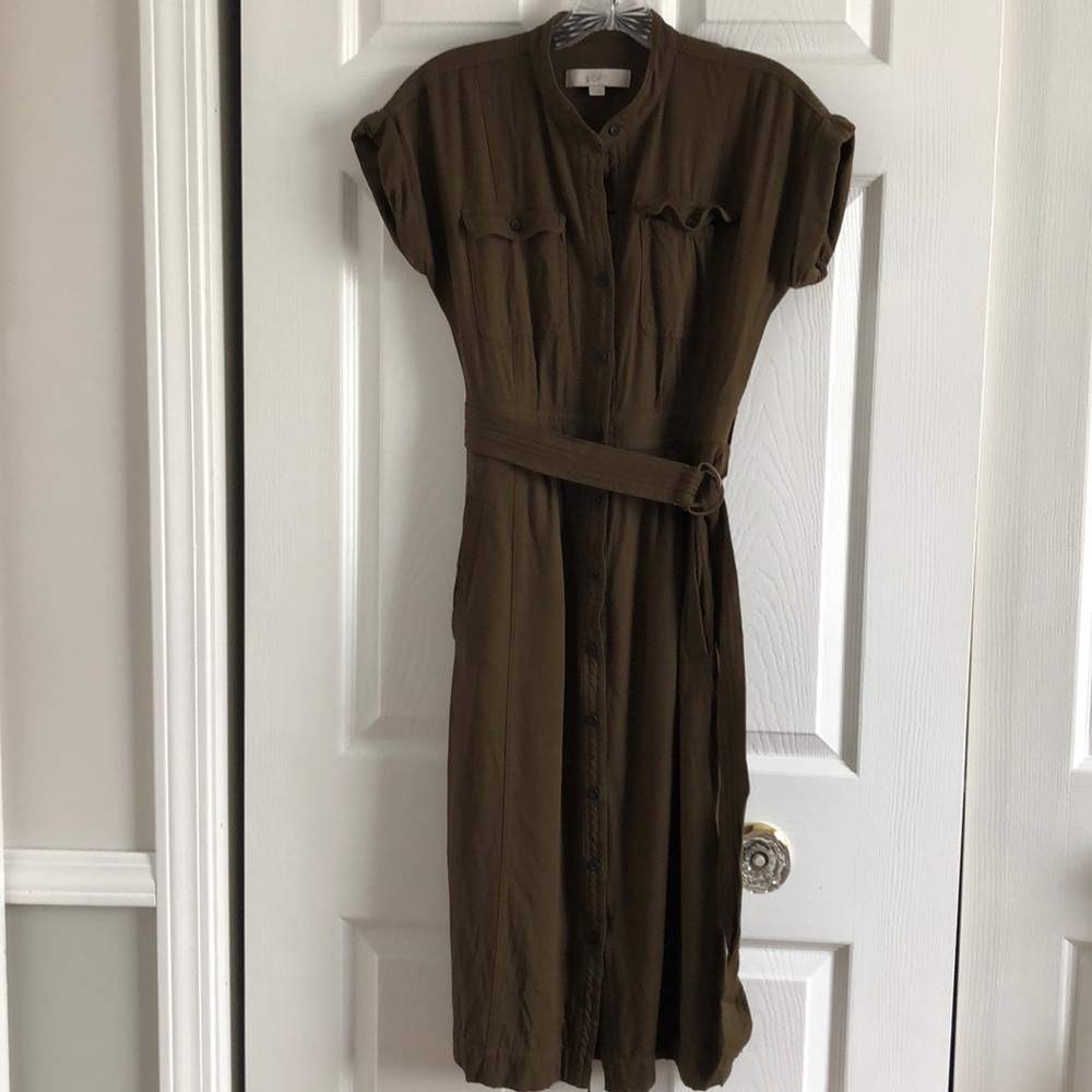 LOFT Cargo Green Utility Dress
